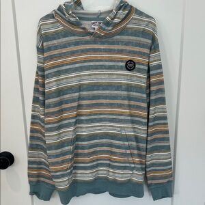 Ron Jon Striped Hoodie - Blue, Orange, White